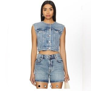 AGOLDE Leo Frayed Crop Denim Vest